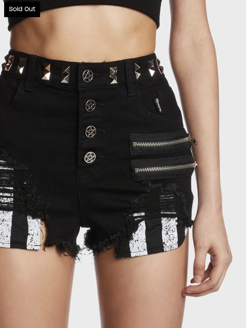 The Grave Girl 🪦 Dolls Kill x Studded Stripe Flap Shorts